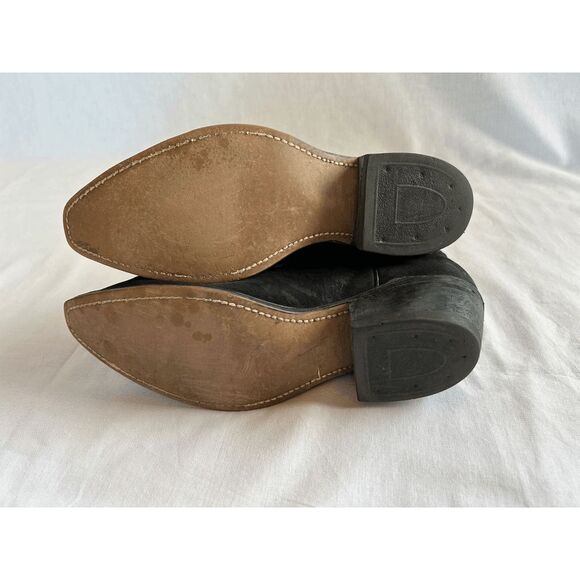 Women's Justin Black Snip Toe Cowboy Boots, Size 9 1/2, Leather - Picture 6 of 13